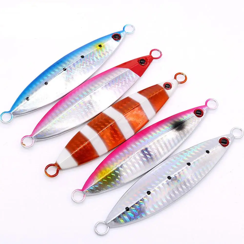 

1pc Fishing Metal Jig Lure 30g/80g Slow Jigging Lead Fish Bass Baits Salt Water Luminous False Tilapia Perch