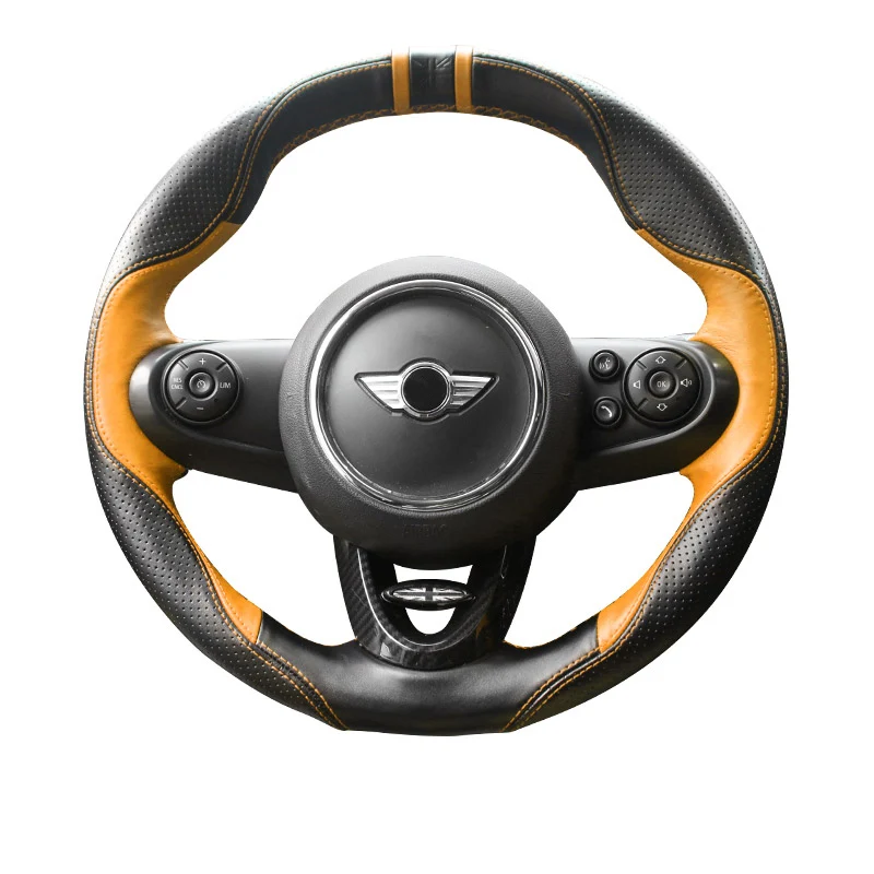 Автомобильный чехол на руль из искусственной кожи для Mini Cooper JCW S F54 F55 F56 F60, аксессуары для автомобиля - Название цвета: Оранжевый