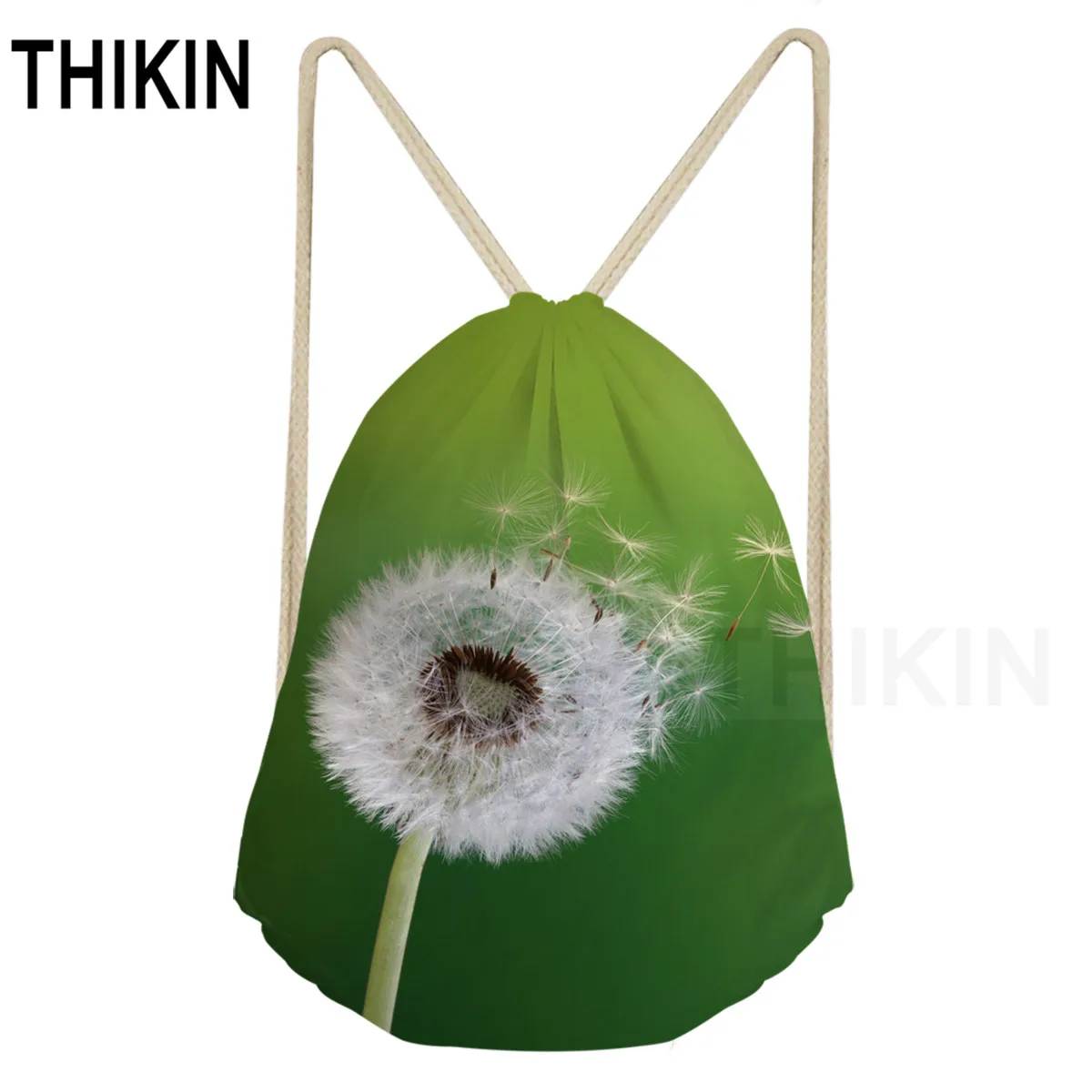 As Pictures THIKIN 3D Одуванчик узор полиэстер Луч Карман Drawstring сумка Милая Высокая емкость женский рюкзак дорожный мешочек для хранения на заказ - Цвет: As Pictures
