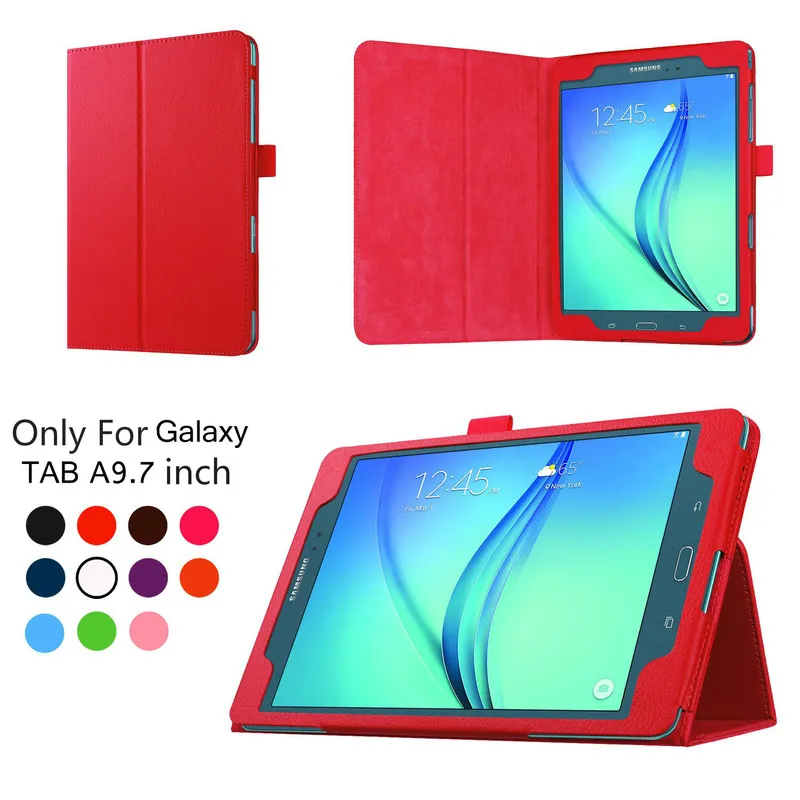 Capa para Samsung Galaxy Tab um 9.7 Modelo Sm-t550 Sm-p550 P555 T555 Tablet Capa de Couro do Plutônio Suporte da Aleta Suporte Stylus Titular