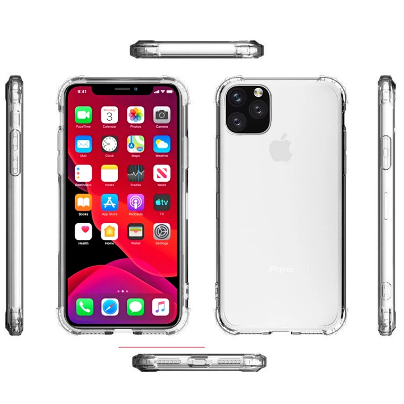 Модный противоударный прозрачный силиконовый чехол для телефона для iPhone 11 Pro Max 8 7 6 6S Plus X XR XS Max Прозрачная защитная задняя крышка