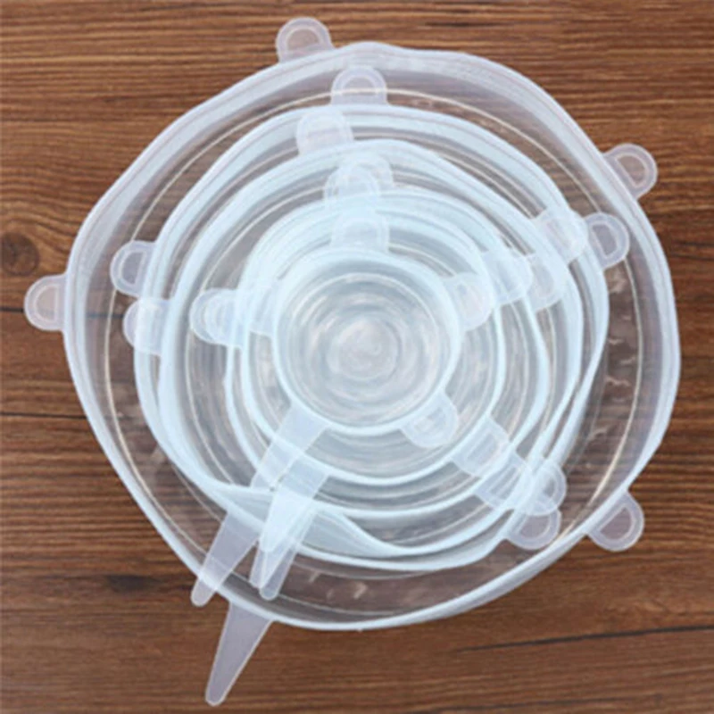 6xSilicone чаша крышка многоразовые Обёрточная бумага кастрюлю крышкой Еда свежий протектор Кепки аксессуар