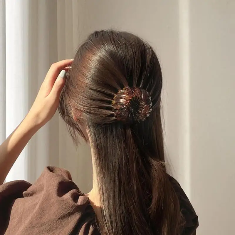 Fashion Women's Bird Nest Expanding Crystal Tail Hair Bun Holder Clips Claw