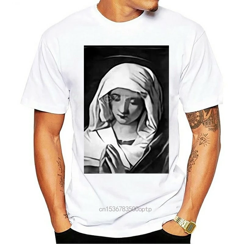 2018 uomini Vergine Maria Stampato Manica Corta Magliette di Estate Del Cotone Casuale Hip Hopo | Мужская одежда