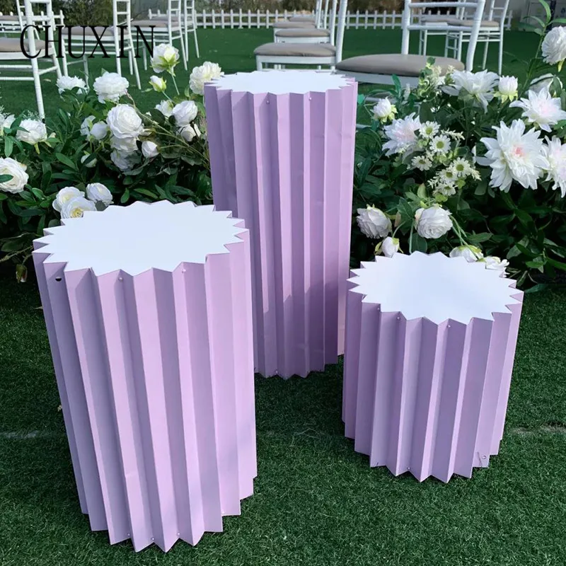 

3 Pcs Set Wedding Props Stage Origami Cylindrical Dessert Table Mall Window Artificial Flower Decoration Candy Rack Foam Paper