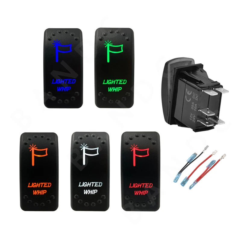 LIGHTED WHIP UTV Rocker Switch 5P ON OFF SPST Led Toggle Switch with