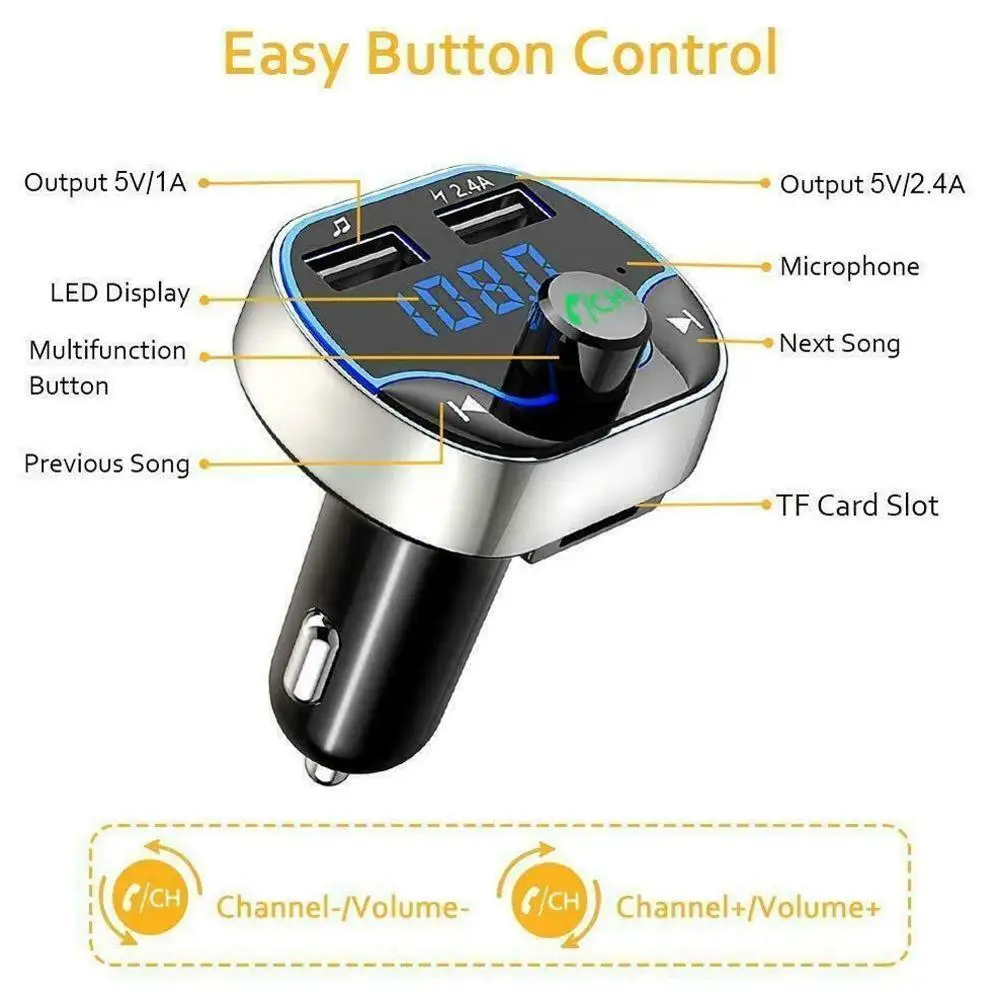 Bluetooth 4,2 MP3 плеер Handsfree автомобильный комплект fm-передатчик Поддержка TF карта U диск QC2.0 3.1A Быстрая Двойная USB Зарядка адаптер питания