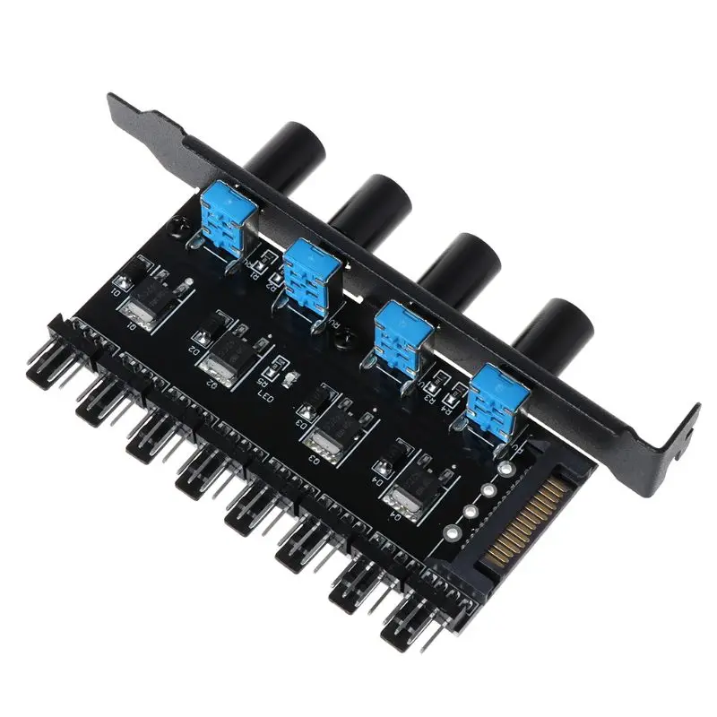PC PC 8 Channels Fan Hub 4 Knob Cooling Fan Speed Controller for CPU Case HDD 2