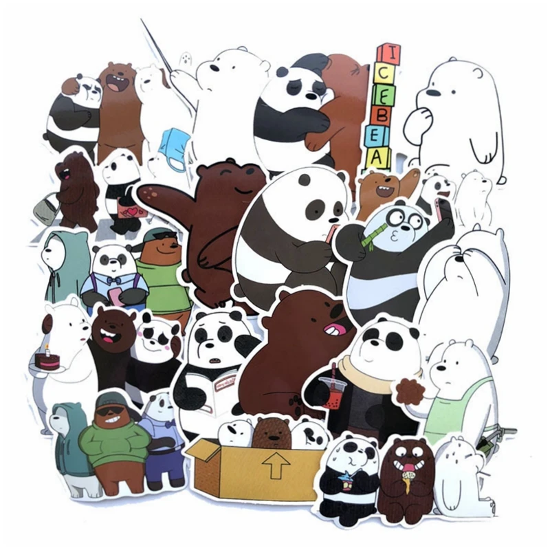 

42Pcs/Lot American Anime We Bare Bears Stickers Decals Pack for Kids Toy Gift Skateboard Luggage Laptop Waterproof DIY Sticker