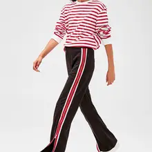 Trendyol черные полосатые трикотажные спортивные штаны на молнии TWOAW20EA0081