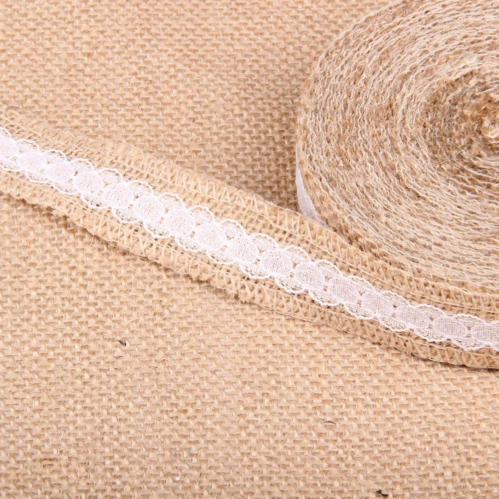 DIY ручной работы Рождество Свадьба Ремесло кружева мешковины рулоны с обеих сторон кружевные ленты льняной тканый пояс товары для дома