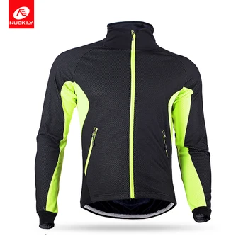 

NUCKILY Winter Cycling Clothing Water Resistant Sportswear Light Weight Thermal Fleece Bicycle Jersey MI004