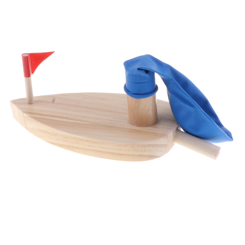 Air Balloon Powered Wooden Boat Toy Childs Gift Physics Science Educational Gifts
