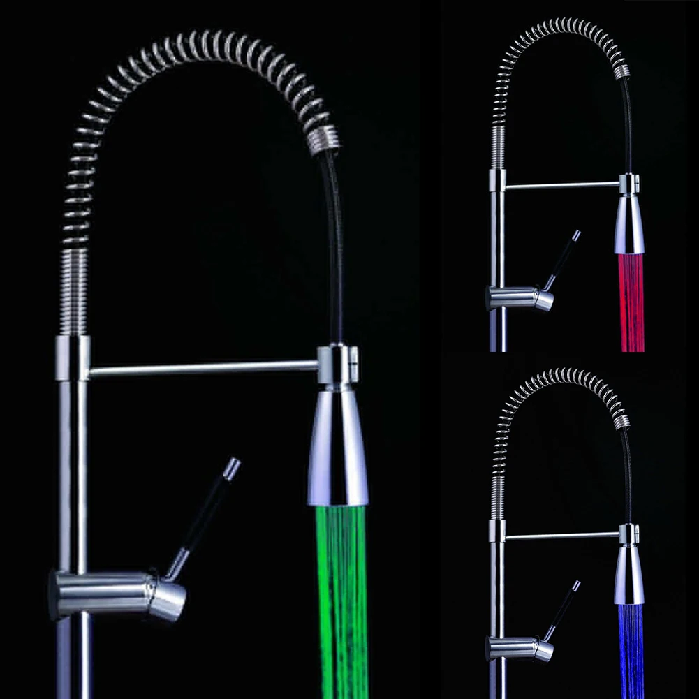 Replacement Spontaneous Light Tap Temperature Sensor Sink Temperature-controlled Nozzle 3 Colors Change LED Faucet