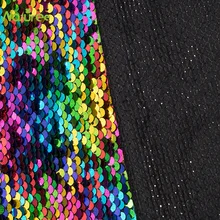 1 ярд цветная яркая двухсторонняя блестящая ткань для свадебного платья Cheongsam ткань двухцветная рыбий чешуя расшитая блестками ткань