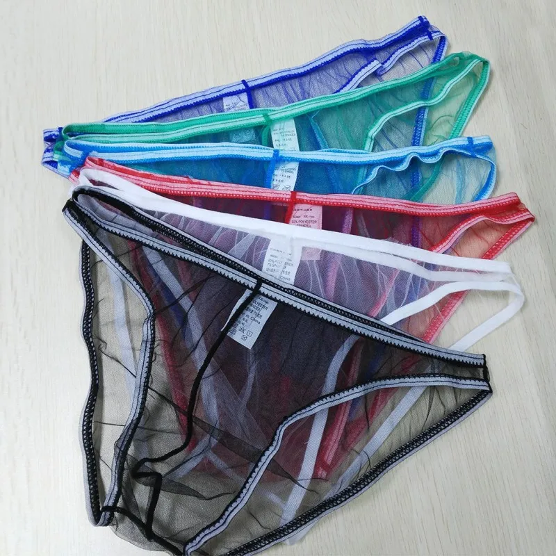 Fashion Men's Mesh Nylon Transparent Underwear Shorts Triangle Underpants