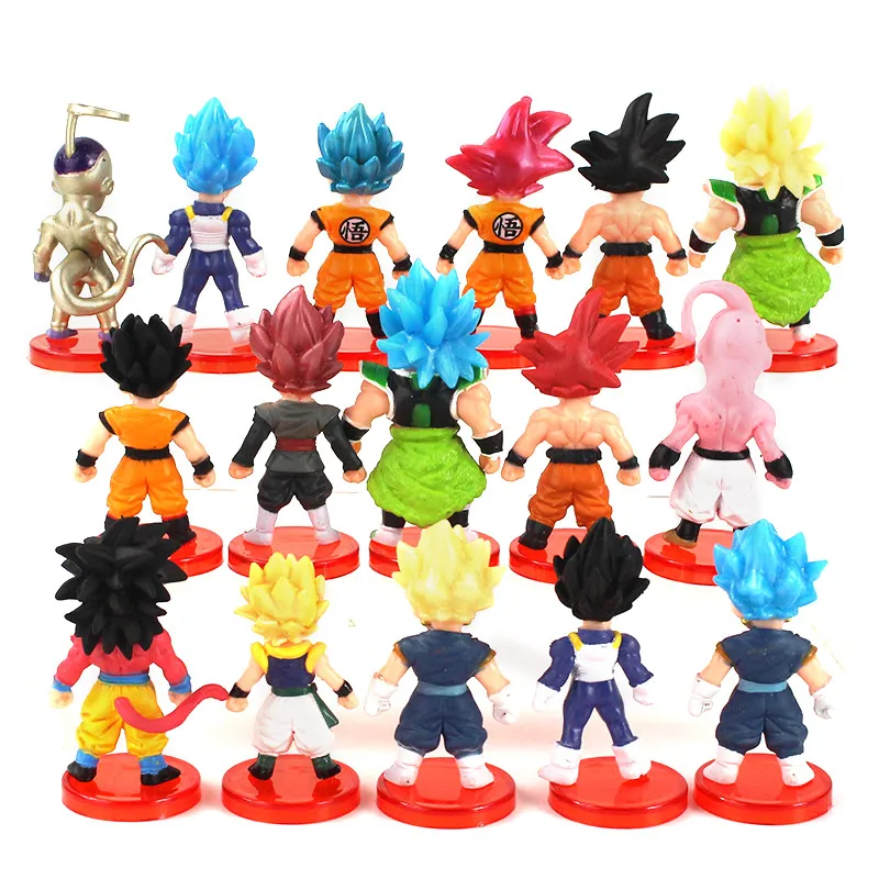 6-8 см 16 шт./компл. Dragon Ball Z Супер Saiyan Broly Son Goku/Гохан Gotenks Вегета Vegetto Фриза Majin Buu PVC Фигурки Игрушка Подарки