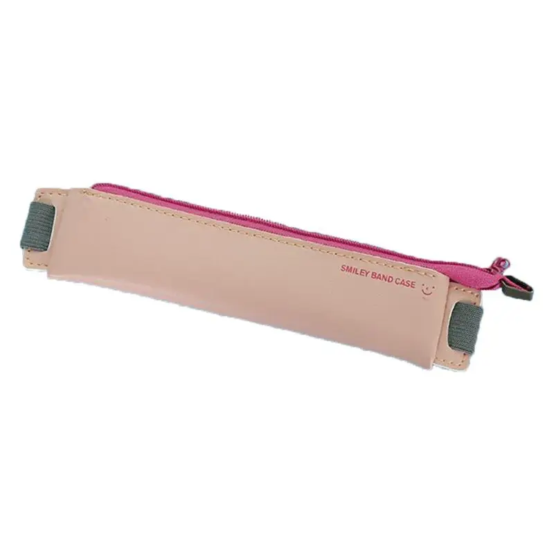 Портативный Модный чехол-карандаш из искусственной кожи с эластичной пряжкой, сумка-карандаш для книг и ноутбуков, офисные школьные принадлежности, канцелярские принадлежности - Color: Pink