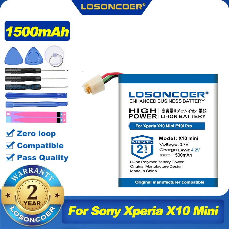 100% Original LOSONCOER 1500mAh Battery For Sony Ericsson Xperia X10 Mini E10i Pro W580i X10Mini K850i 1228-9675.1 | Мобильные