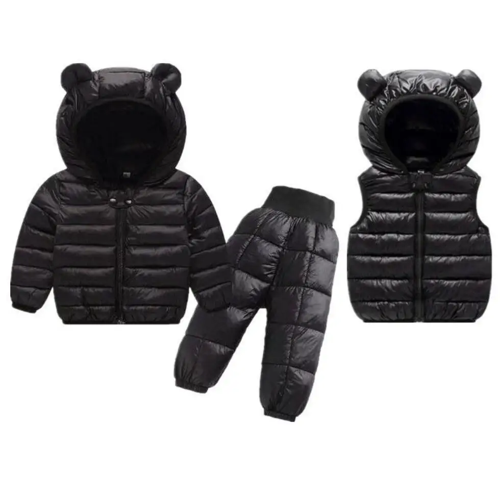 Kids Clothing Set Toddler Winter Outwear Girls Boys Warm Faux Down Jacket Suit Snowsuit Coats Vest Pants Overalls