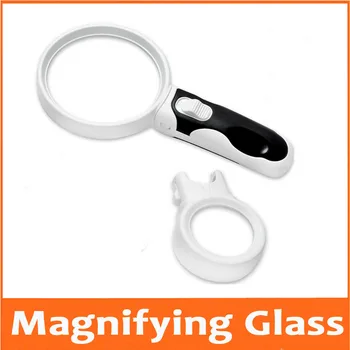 

5X 10X 2pcs Lenses LED Illluminated Magnifier Handheld Educational Gift Toy Reading Glasses Old Man Reading Magnifying Glass