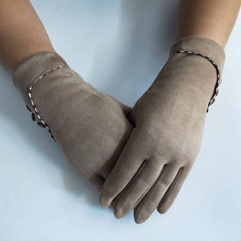 

New Fashion All-Match Women's Winter Gloves for Skiing and Riding Thickened Warmth and Touch Screen Suede Gloves