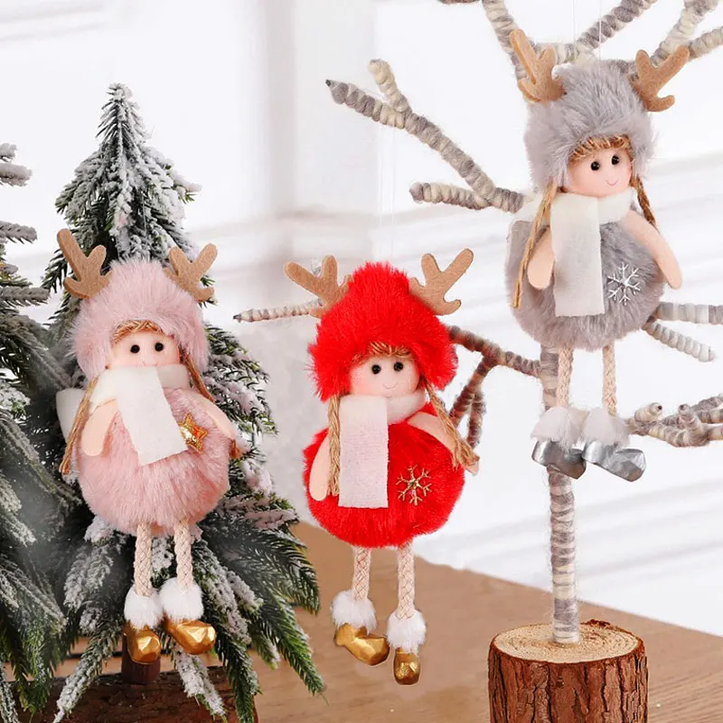 Новогодний подарок последние рождественские милые шелковые плюшевые куклы-Ангелы Рождественская елка кулон Noel Рождественское украшение для дома Deco