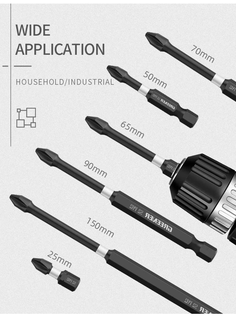 Greener Impact Strong Magnetic Batch Head Cross High Hardness Hand Drill Bit Screw Electric Screwdriver Set 50 65 70 90 150mm Greener Impact Strong Magnetic Batch Head Cross High Hardness Hand Drill Bit Screw Electric Screwdriver Set 50 65 70 90 150mm