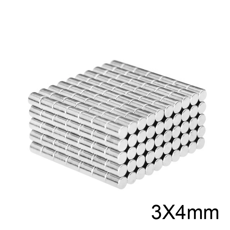 150/200/500/1000 шт. 3x4 мм Сильный цилиндр редкоземельный магнит 3*4 мм Круглые неодимовые магниты 3x4 мм мини небольшой N35 магнит 3*4 мм