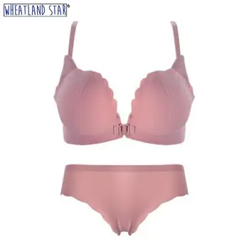 

Front Closure Bras Seamless Bra and Panty Set Female Kit Underwear Set Wire Free Push Up Women's Lingerie 2020 Women's Intimates