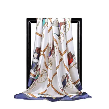 

Scarves For Women Shawl Horse Print Silk Satin Scarf Female 90cmx90cm Luxury Brand Square Hijab Shawls Head Scarfs for Ladies