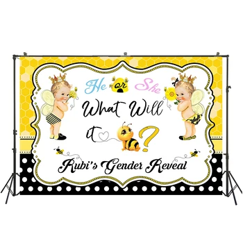 

Bee Backdrops for Photography He or She Baby Shower Bumble Bee Table Party Banner Birthday Photo Background W-3911