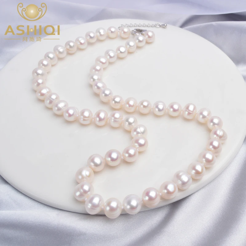 ASHIQI-Natural-Freshwater-Pearl-Necklace-Near-Round-Pearl-Jewelry-for ...