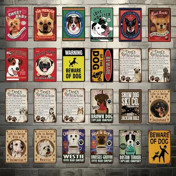 Portly Pug Pub perros carteles de Metal La vida es mejor con un Westie Beware Of Dog cartel decoración del hogar Bar pinturas de arte de pared