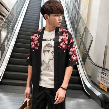 

Men's Japanese Kimono Casual Cardigan Casual Half Sleeves Open Front Cloak Jacket Coat SILVERCELL