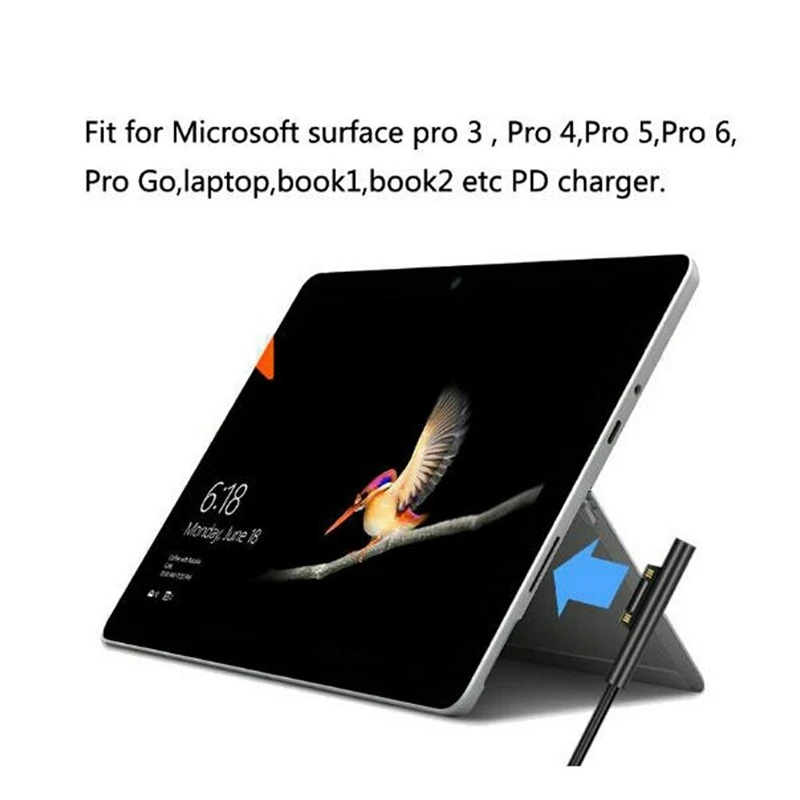 1,5 м USB C зарядный кабель 15 в совместимый для Surface Pro 3 4 5 6 Go Book1 Book2