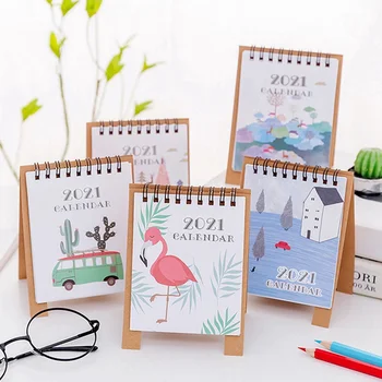 

2021 Mini Desk Calendar Hand Drawing Cartoon Flamingo Daily Schedule Planner Agenda Oraganizer 2020.08 - 2021.12