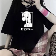 

Darling In The Franxx Printed T-shirt Women Funny Kawaii Zreo Two Short Sleeve Tees Cotton Ladies Clothing Streetwear Cute Tops