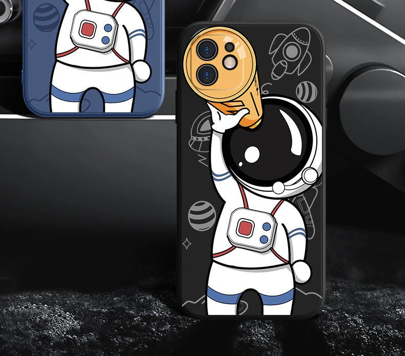 Чехол для телефона с милым астронавтом и ремешком на руку для iPhone 13 12 11 Pro Max XS Max XR X 8 7 Plus