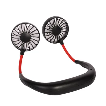

USB Rechargeable Wearable Portable Hands Free Neckband Fan Personal Mini Neck Double Fans 3 Speed Adjustable new