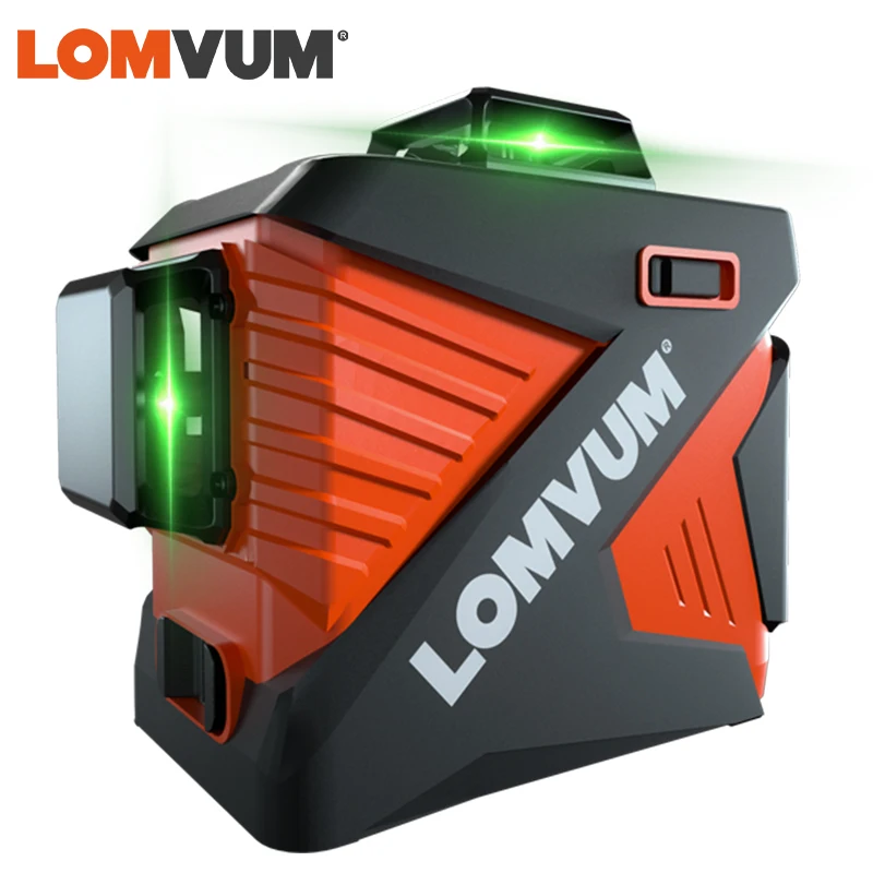 LOMVUM 3D лазерный уровень 12 линий зеленый луч 360 вертикальный горизонтальный