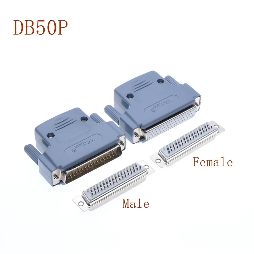 10 шт 50 pin Позолоченный DB50 3 ряда сварка с пластиковым корпус соединителя