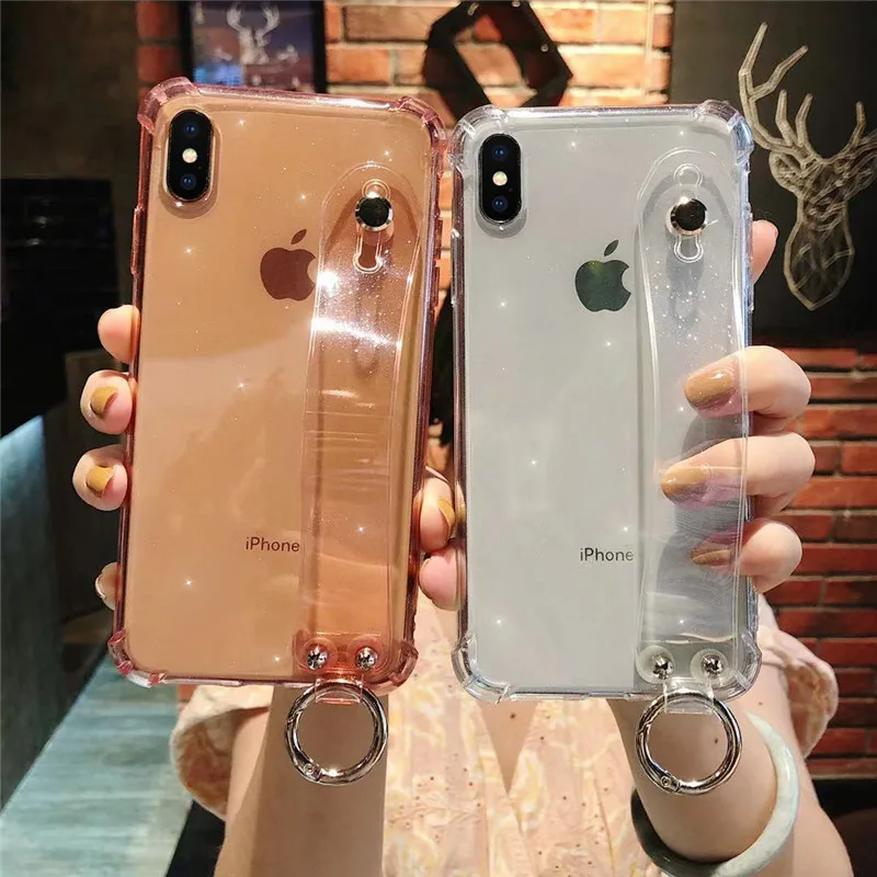 Прозрачный чехол на запястье для телефона iPhone 11 pro Max X XR XS 8 7 Plus 6 6S мягкий