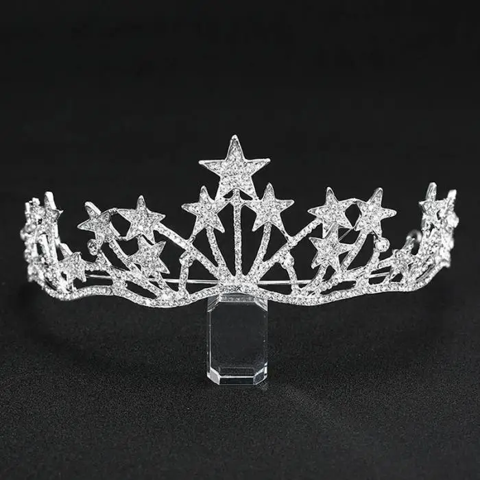 ACRDDK Luxury Jewelry White Rhinestone Tiara Star Shape Crowns Princess Party Prom Birthday Tiara Hair Accessories SL