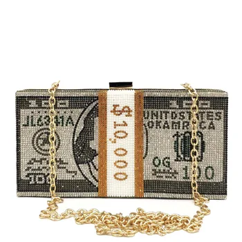 

Money Dollar Clutch Purse Evening Bags Women Diamond Party Cocktail Purse Handbag Stack of Cash Designer Clutch Box Handbags