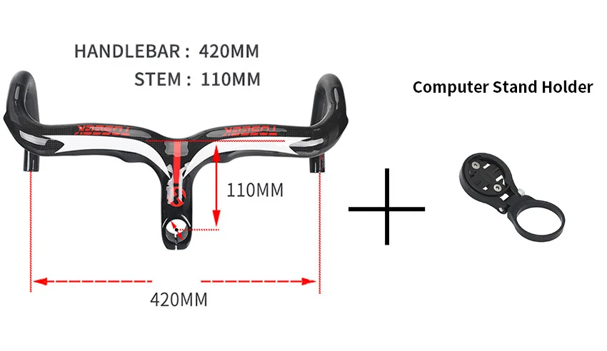 Углеродное волокно руль для велосипеда со стержнем интегрированный компьютер стент отверстия руль для шоссейного велосипеда - Цвет: 420X110mm