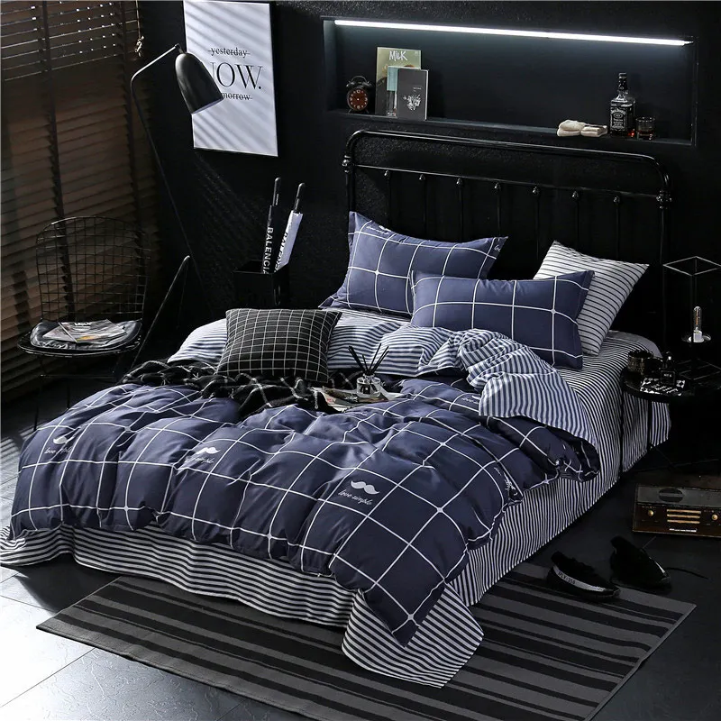 Bedding Set New Design 1Pcs Duvet Cover Plaid Stripes Quilt Cover Skin Care Cotton Bedclothes - Цвет: 29