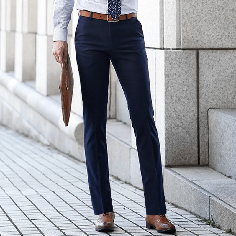 Navy blue Цвет белый, черный, темно-синий, хаки, осень, деловая одежда, модные мужские повседневные штаны, мужские прямые брюки - Цвет: Navy blue