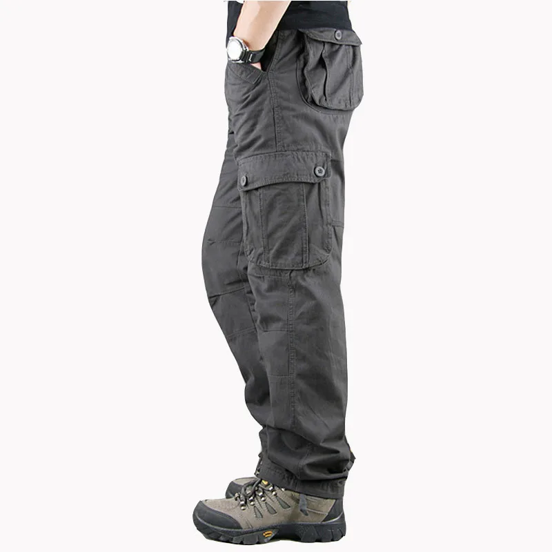 Большие размеры 44, мужские брюки карго, мужские повседневные военные тактические брюки с несколькими карманами, мужские армейские прямые брюки, хип-хоп джоггеры
