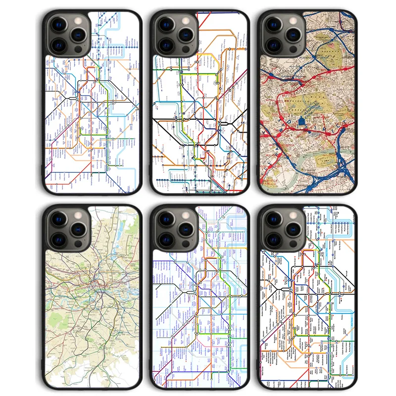 London Underground Tube Map Cover Posteriore Della Cassa Del Telefono Per Iphone 15 Se2020 14 13 11 12 Pro Max Mini Xs Xr X 8 Plus 7 6S Shell Coque